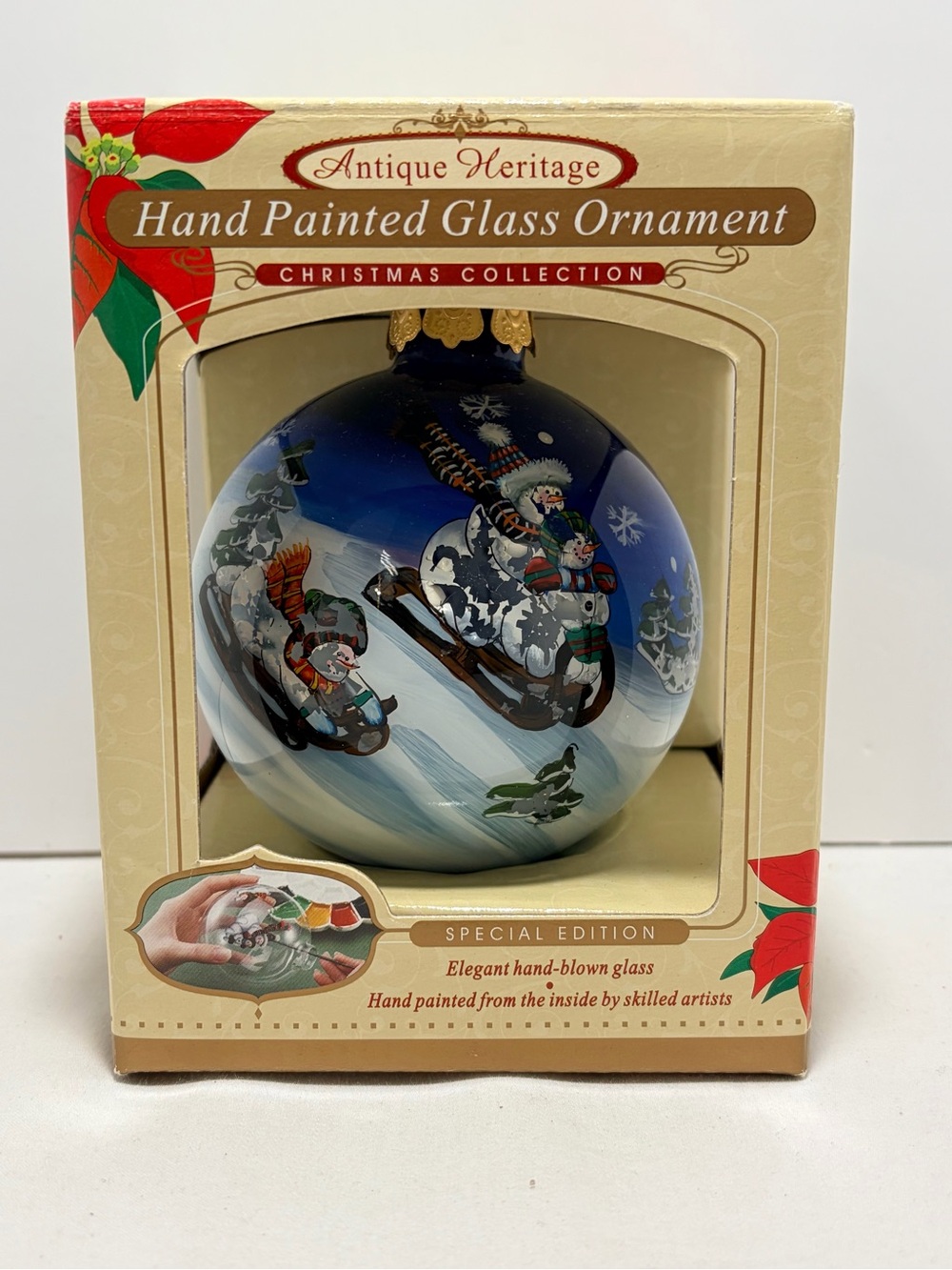 Hand-Painted Glass Christmas Ornament by Antique Heritage Hand Blown Glass